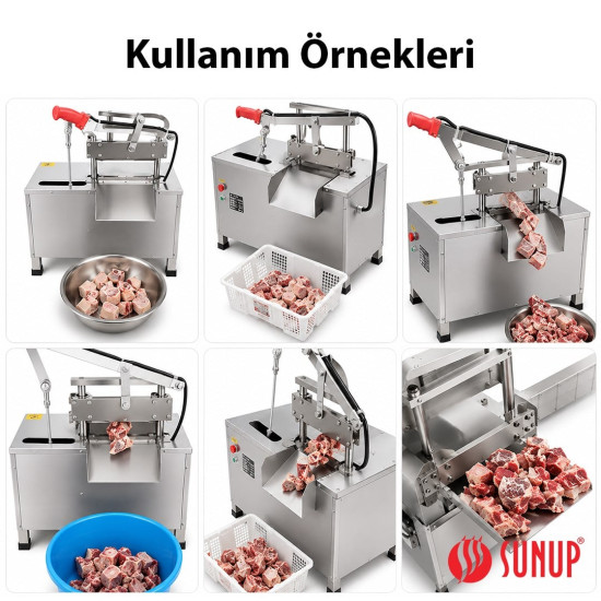 Sunup SN-30982 Otomatik Kemik ve Et Kesme Makinesi Gıda Sınıfı Paslanmaz Çelik Endüstriyel Giyotin Dilimleyici