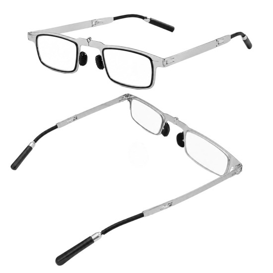 Sunup SN-37735 Katlanabilir Taşınabilir Metal Presbiyopi Okuma Gözlüğü (+1.50 Dioptri) Mavi Işık Filtreli