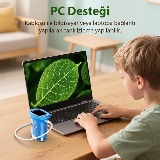 Sunup SN-37895 Çocuklar İçin Dijital Mikroskop 1000x Büyütme, 2.0