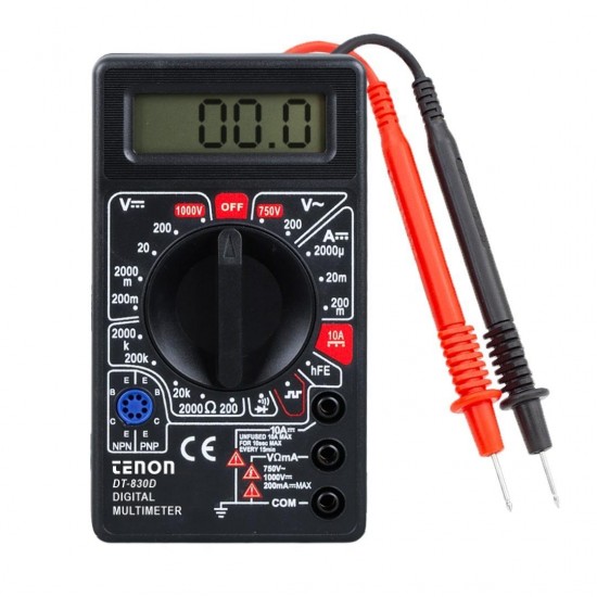 Tenon DT-830D Siyah DC/AC Voltaj Akım Ölçer Dijital Multimetre Ölçü Aleti 