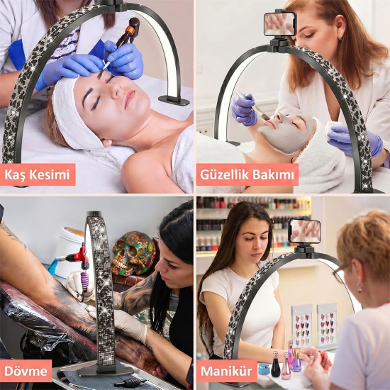 TrLed F-700A 70CM Zebra Desenli Katlanabilir Masaüstü Manikür ve Protez Tırnak Lambası