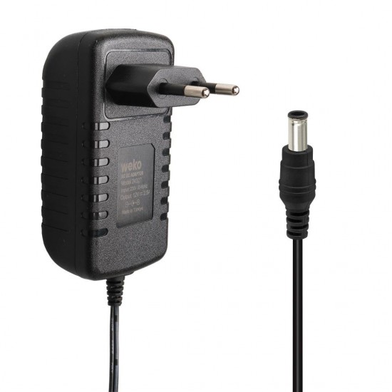Weko 12 Volt - 2.5 Amper 5.5*2.5 Uçlu Yerli Üretim Plastik Kasa Priz Tipi Adaptör