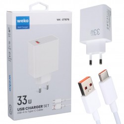 Weko WK-27876 M11 Beyaz 33 Watt Turbo Usb Şarj Başlık Adaptörü + Type-C Kablo