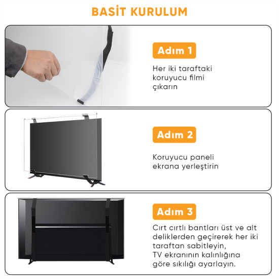 Weko WK-29926 50" Mavi Işık Filtreli TV Ekran Koruyucu Darbeye Dayanıklı 2mm Optik Difüzörlü